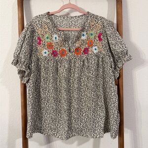 Floral Embroidered Women's Top